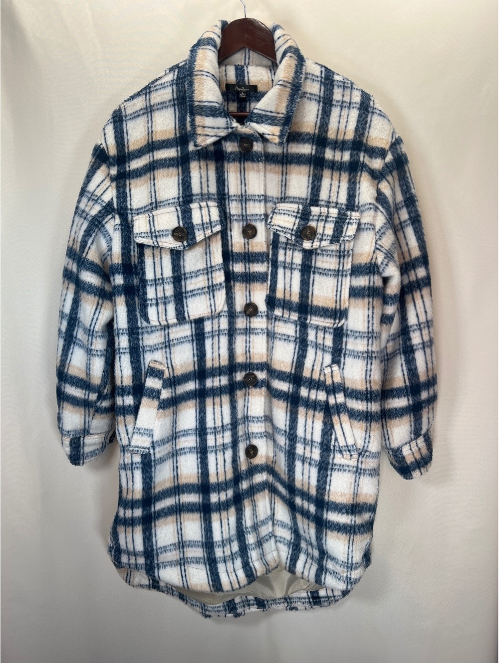 Papaya Plaid Button-Up Coat Women's Large